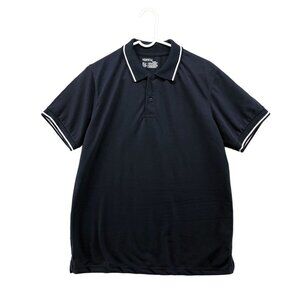 NWT Mens Vertical Sport Navy Blue Tipped Collar Polo Shirt Short‎ Sleeve Sz XL